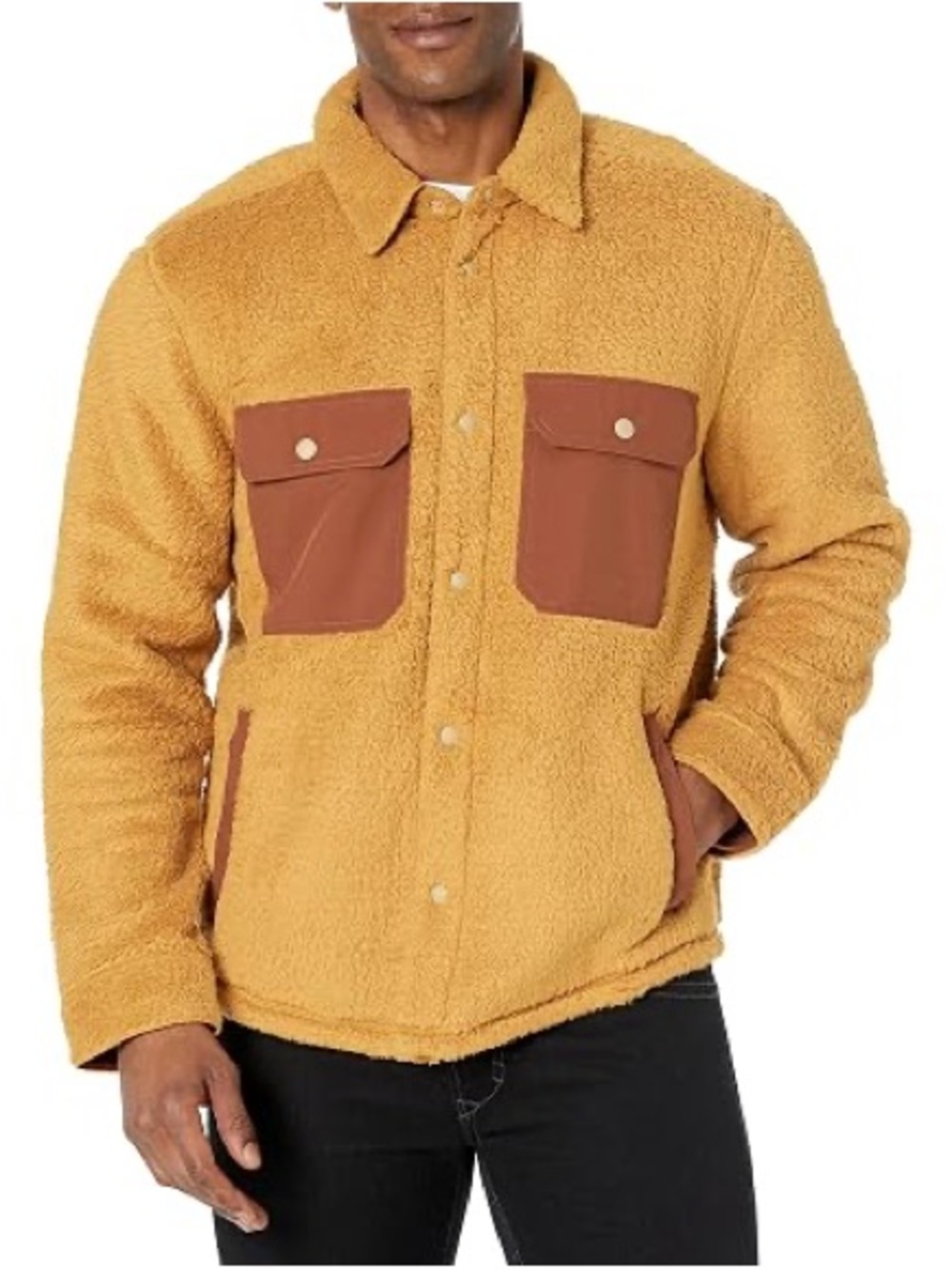 Outerknown Skyline Sherpa Shirt Jacket Men’s Size S Fleece Button Front Brown